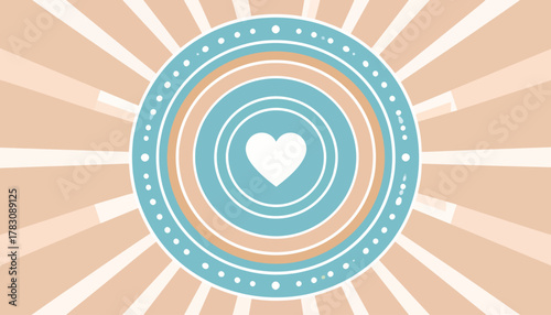Abstract illustration of a heart shape inside concentric circles with a radial background.