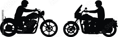 Silhouette, motorcycle, rider, cruiser, touring bike, helmet, profile, black, white, contrast, travel, adventure, freedom, road, biker, gear, style, speed, motion, journey, 