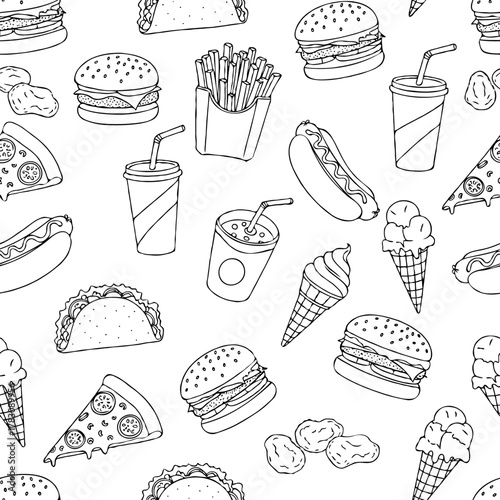 Doodles style fast food baground 