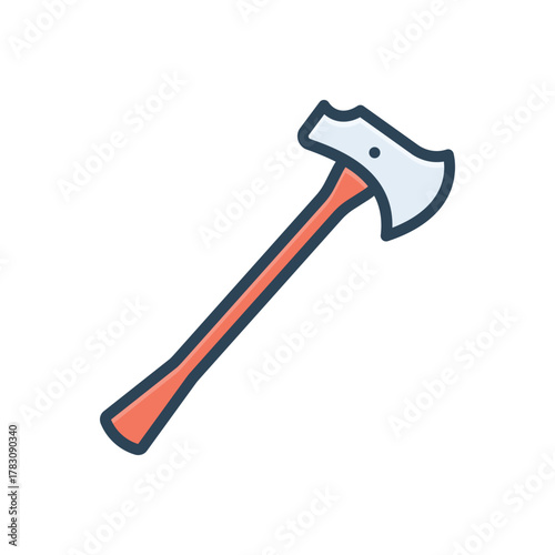 Color illustration icon for hatchet