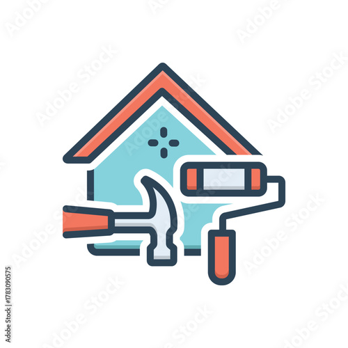 Color illustration icon for home makeover