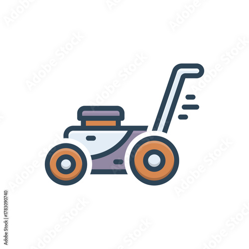 Color illustration icon for lawn mower