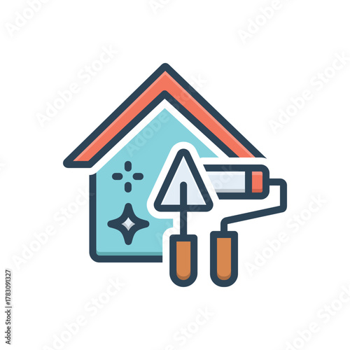 Color illustration icon for remodeling