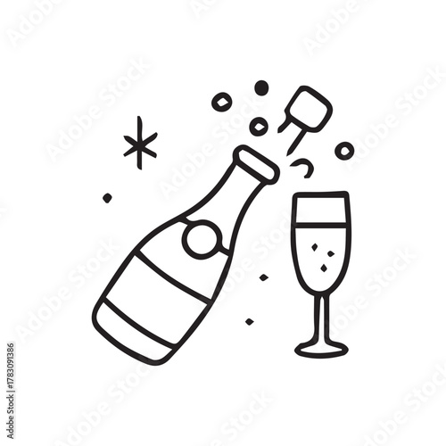 champagne bottle and glass