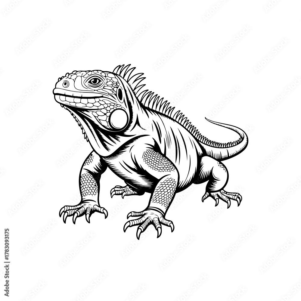 Obraz premium Silhouette of a iguana lizard reptile tropical animal wildlife.