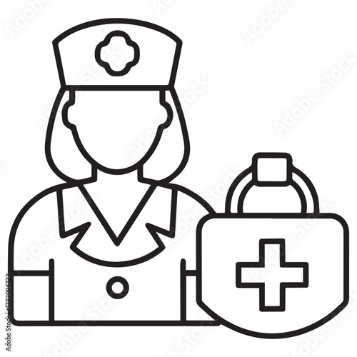 nurse with medical bag outline clip art preview