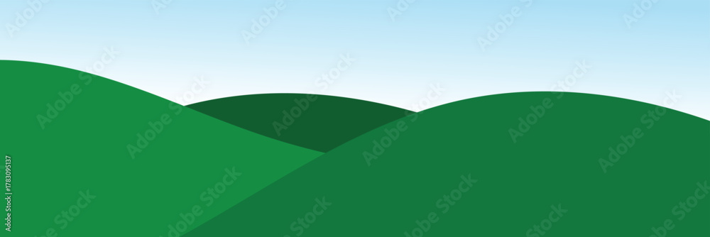Fototapeta premium Simple green hill landscape, hills mountains, landscape nature&nbsp;outdoors .vector illustration.&nbsp;EPS&nbsp;10&nbsp;.