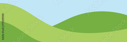 Simple green hill landscape, hills mountains, landscape nature outdoors .vector illustration. EPS 10 .