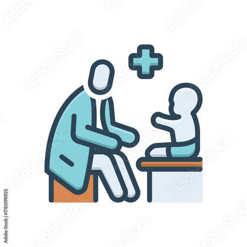 Color illustration icon for baby checkup