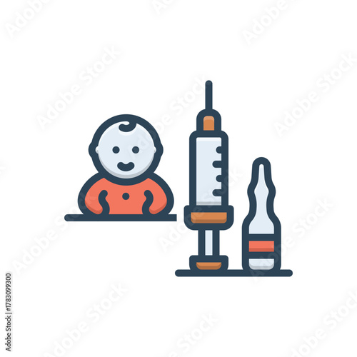 Color illustration icon for childhood vaccination