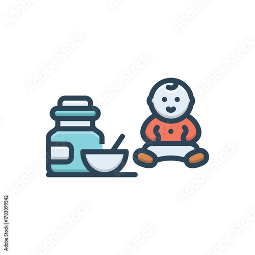 Color illustration icon for infant nutrition
