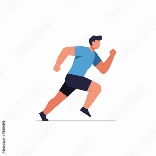 A dynamic flat vector illustration of a male runner sprinting, symbolizing fitness, speed, and active lifestyle.