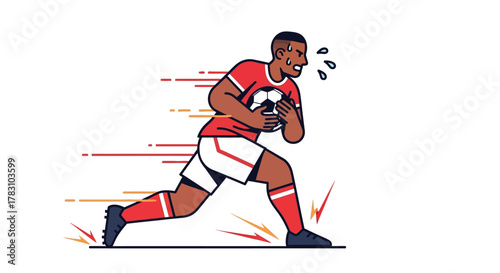 Dynamic Illustration of a Soccer Player Sprinting with the Ball Sports and Competition Concept
