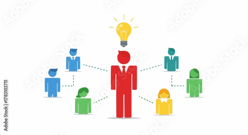Teamwork and Idea Generation - A Central Figure Inspiring Collaboration.