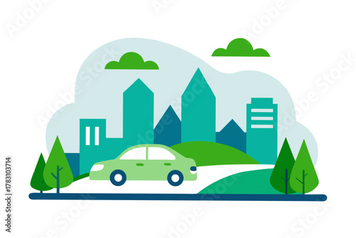 city landscape with trees