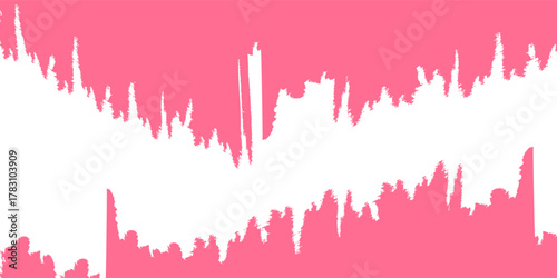 Dark pink doodle melting liquid substance border isolated on white background. modern