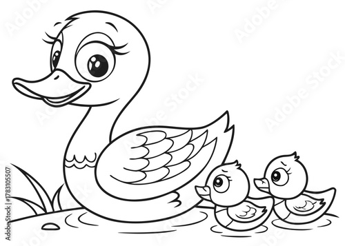 Cartoon Duck Family Coloring Illustration