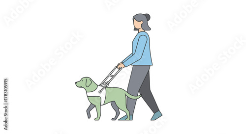 Empowering assistance dog guides woman with visual impairment offering support and independence, fostering a compassionate and inclusive lifestyle
