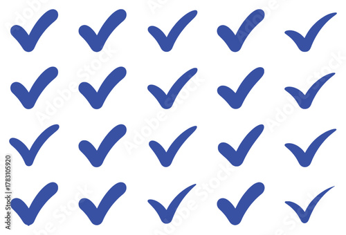 A Collection of Blue Check Marks on a White Background, Representing Approval and Completion