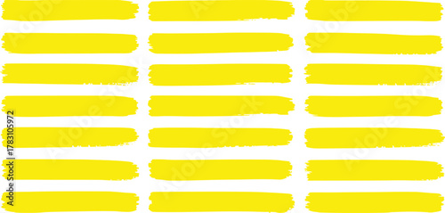 A Collection of Bold Yellow Brush Strokes on a White Background
