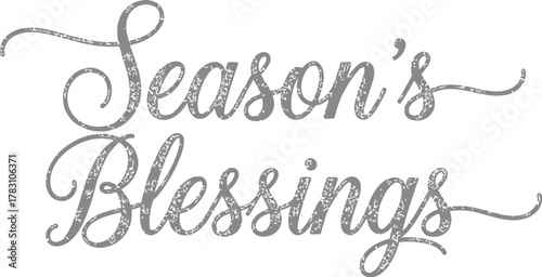 Season's blessings text in silver glitter on white background