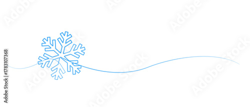 Continuous one line drawing. Winter Christmas holiday snowflake decoration. Vector illustration. Eps10