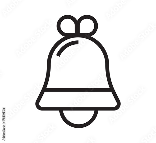 Campana navideña con lazo en estilo lineal minimalista