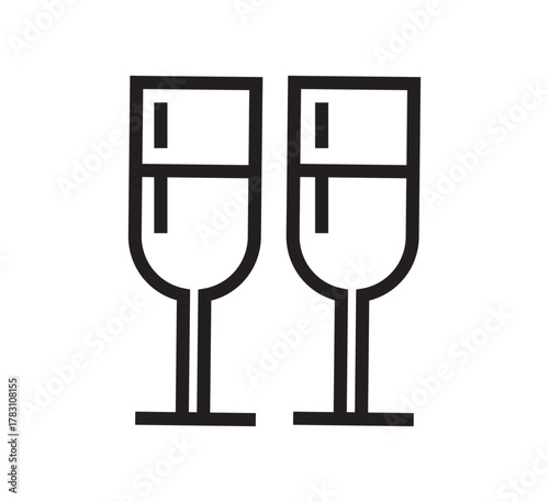 Dos copas de champaña brindando — ícono minimalista de celebración