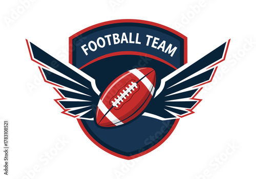 Football Team Emblem With Wings and Shield - Sports Logo Design