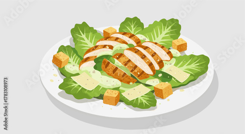Chicken Caesar salad croutons grated cheese