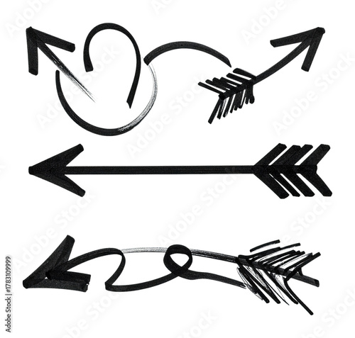 Meticulously Drawn Black Arrows and Curves on Pristine Background, Isolated on Transparent Background