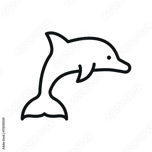 Dolphin icon for minimal marine and wildlife illustrations.
