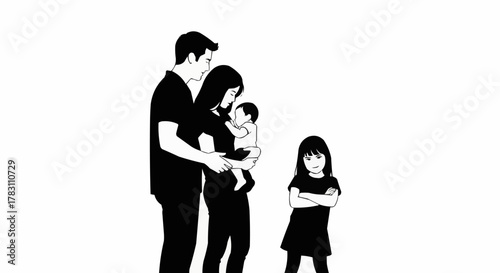 Jealous older sister feels neglected by her family.