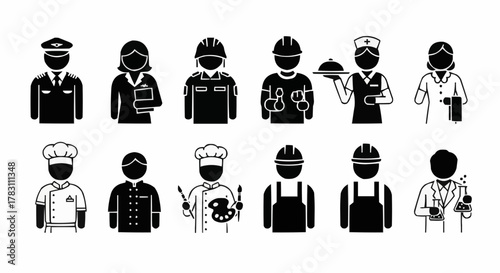 Diverse Occupations - A Collection of Professional Silhouettes Representing Various Career Paths.