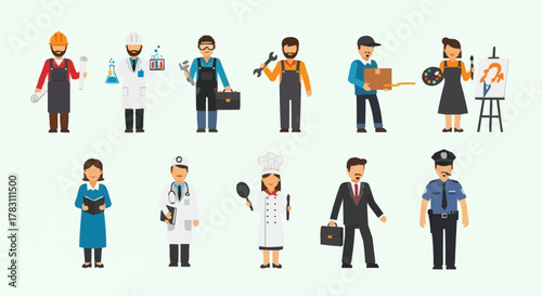 Diverse Group of Professionals Representing Various Occupations and Careers.