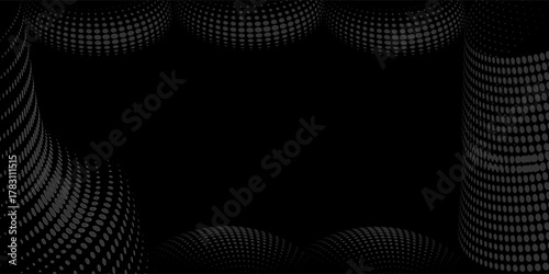 Halftone circular dotted frames set. Circle dots texture isolated on white background. Spotted spray texture. Vector abstract design element spiral circle sound wave vector logo modern black and white