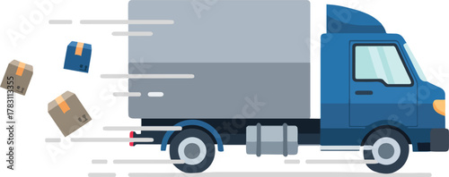 Delivery Truck with Boxes Logistics and Shipping Illustration 