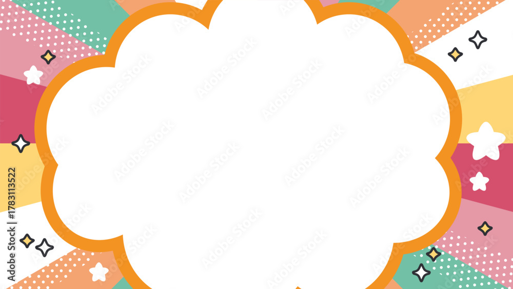 Obraz premium Pop Art Colorful Background with Sparkles and Stars. Ideal for children projects, playful and positive design, school posters, party design, announcements, or greeting cards