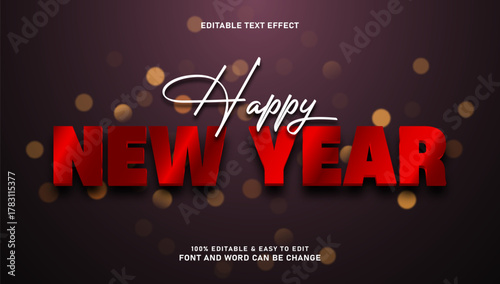 Happy New Year text effect with elegant style that can be edited