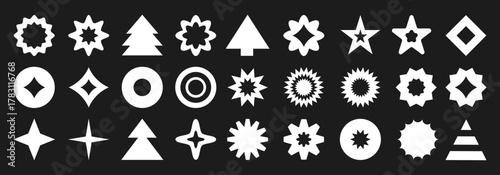 Monochromatic Holiday and Winter Geometric Icons Collection