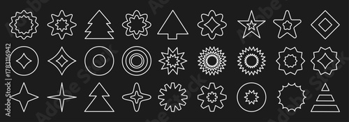 Outline Monochromatic Holiday and Winter Geometric Icons Collection