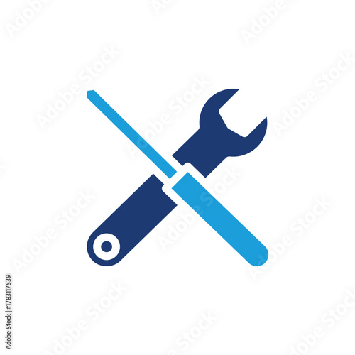 Tools and Service icon. Screwdriver and wrench colored icon vector design good for web or mobile app