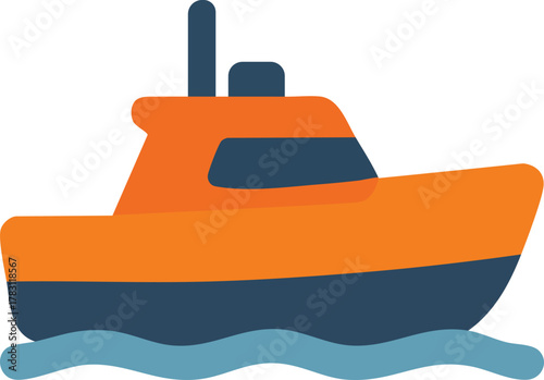 Patrol rescue boat cutting waves