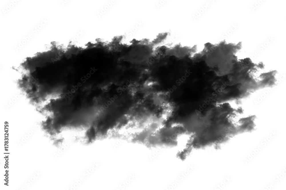 Fototapeta premium Black smoke cloud overlay effect, for video or photo editing, Isolated on transparent background, png