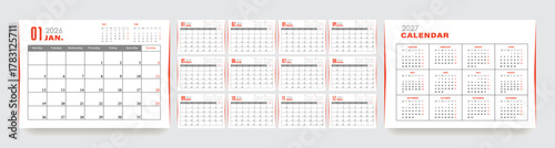 2026 new year monthly calendar layout template design, planner, desk calendar for 2026 year