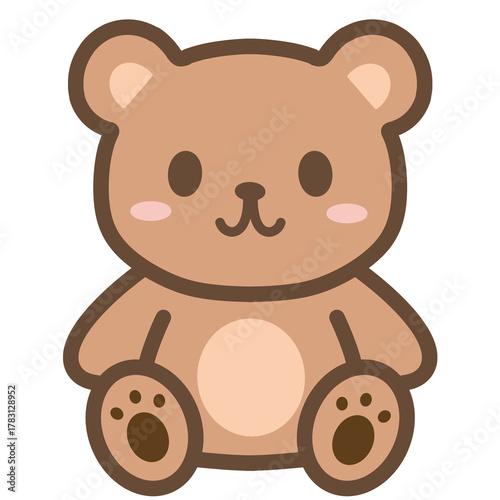 Cute Kawaii Teddy Bear Illustration in Pastel Cartoon Style for Nursery and Bedroom Decor