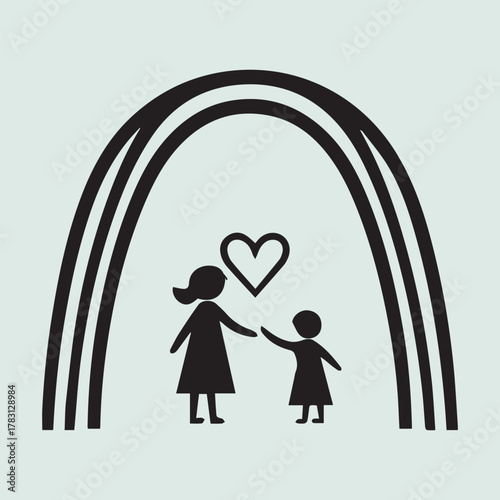 World Adoption Day vector set with heart, family silhouettes, globe, embracing hands, puzzle home, unity, hope, and love symbols in a clean minimalist style.