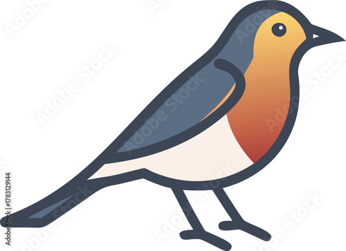 Behang Vector icon of a Robin bird isolated on a white background.