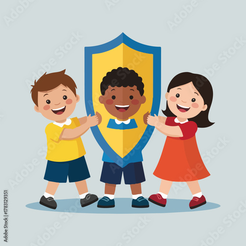 World Polio Day awareness vector illustration, global child health, vaccination protection, polio prevention, children playing, unity, bright flat colors, medical education vector
