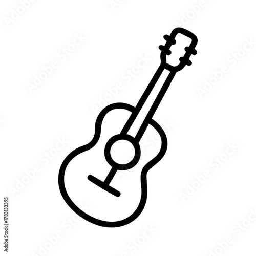 Guitar Icon – Simple Acoustic Instrument Line Art Outline Symbol